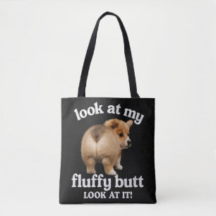 Grappige Corgi Kont Humor - Kijk Naar Mijn Fluffig Tote Bag
