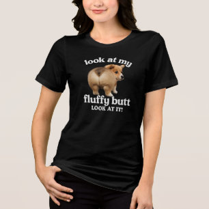 Grappige Corgi Kont Humor - Kijk Naar Mijn Fluffig Tri-Blend Shirt
