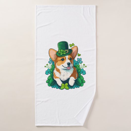 Grappige Corgi Lover Shamrock Happy St Patricks Da Badhanddoek (Badhanddoek)
