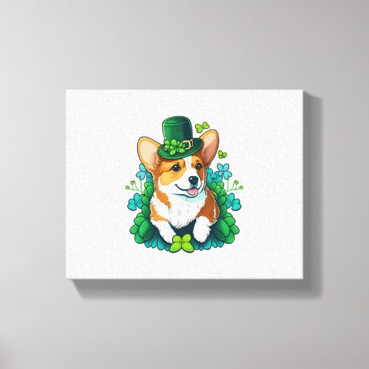 Grappige Corgi Lover Shamrock Happy St Patricks Da Canvas Afdruk (Voorkant)