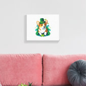 Grappige Corgi Lover Shamrock Happy St Patricks Da Canvas Afdruk (Insitu (Woonkamer))