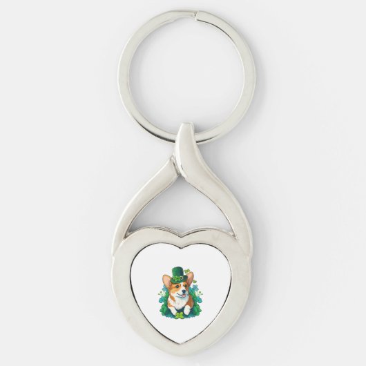 Grappige Corgi Lover Shamrock Happy St Patricks Da Sleutelhanger (Voorkant)
