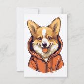 Grappige Corgi met Hoodie Bedankkaart (Voorkant)