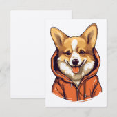 Grappige Corgi met Hoodie Bedankkaart (Voorkant / Achterkant)