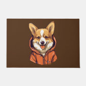 Grappige Corgi met Hoodie Deurmat (Voorkant)