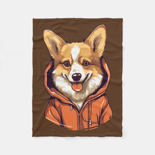 Grappige Corgi met Hoodie Fleece Deken (Voorkant)
