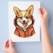 Grappige Corgi met Hoodie Flyer (Hand)
