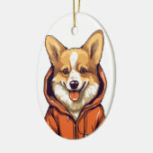 Grappige Corgi met Hoodie Keramisch Ornament (Links)