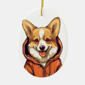 Grappige Corgi met Hoodie Keramisch Ornament (Voorkant)