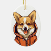 Grappige Corgi met Hoodie Keramisch Ornament (Achterkant)