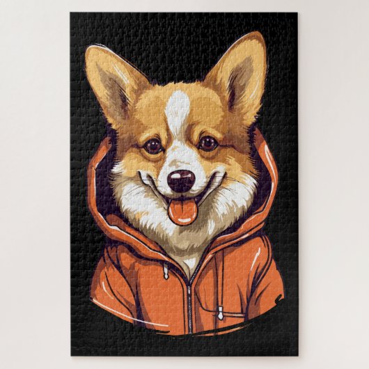 Grappige Corgi met Hoodie Legpuzzel (Verticaal)