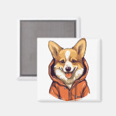 Grappige Corgi met Hoodie Magneet (Voorkant / Achterkant)