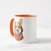 Grappige Corgi met Hoodie Mok (Voorkant links)