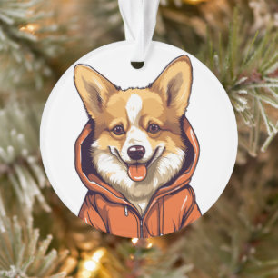 Grappige Corgi met Hoodie Ornament