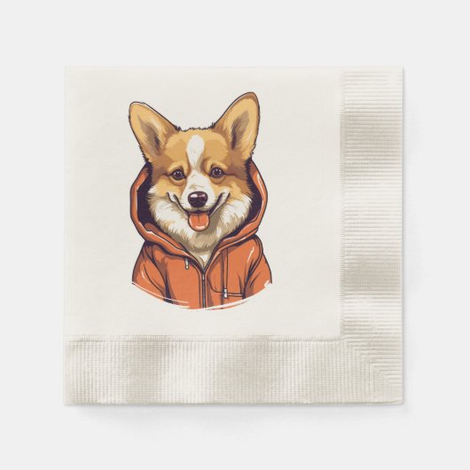 Grappige Corgi met Hoodie Servet (Voorkant)