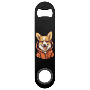 Grappige Corgi met Hoodie Speed Flessenopener