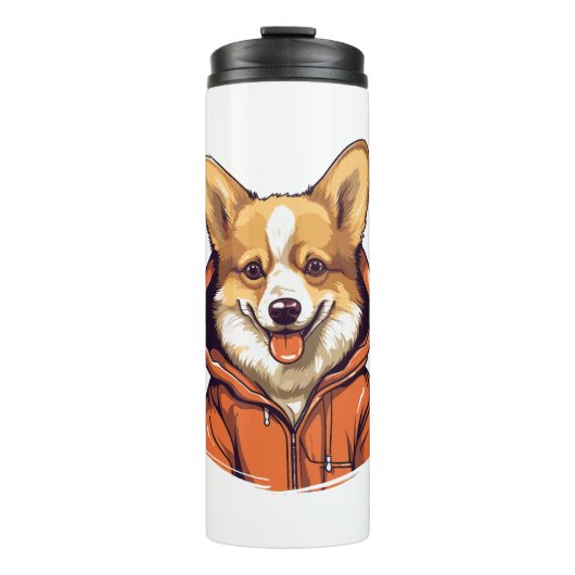 Grappige Corgi met Hoodie Thermosbeker (Voorkant)