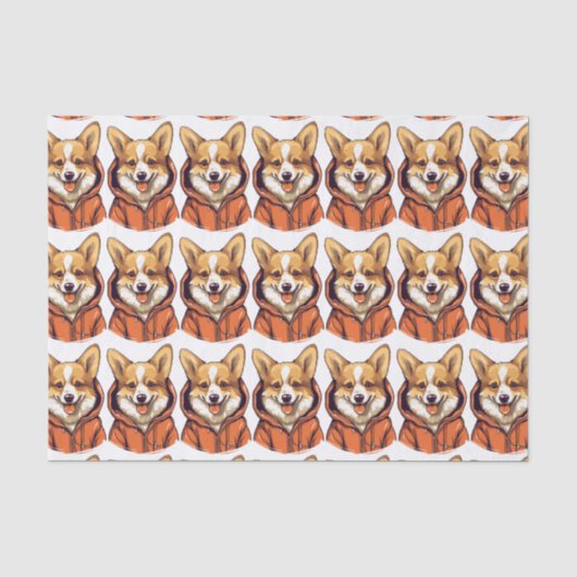 Grappige Corgi met Hoodie Tissuepapier (Voorkant)