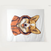 Grappige Corgi met Hoodie Wandkleed (Voorkant (horizontaal))