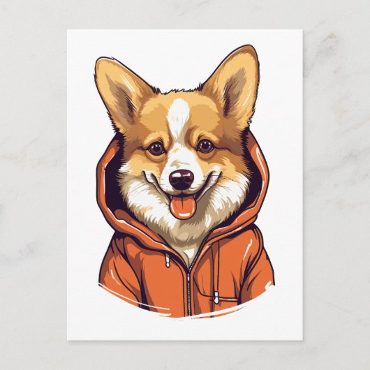 Grappige Corgi met Trui aan Briefkaart (Voorkant)