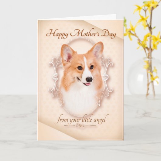Grappige Corgi Moederdag Kaart (Gele Bloem)