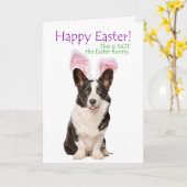 Grappige Corgi Paas Kaart (Gele Bloem)