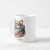 Grappige Corgi Poker Speler gepersonaliseerd Koffiemok (Voorkant links)