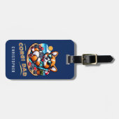 Grappige Corgi Poker Speler Hond Papa Custom Reize Bagagelabel (Voorkant horizontaal)