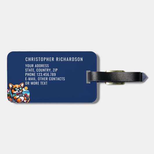 Grappige Corgi Poker Speler Hond Papa Custom Reize Bagagelabel (Achterkant horizontaal)