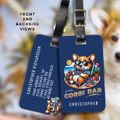 Grappige Corgi Poker Speler Hond Papa Custom Reize Bagagelabel