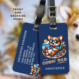 Grappige Corgi Poker Speler Hond Papa Custom Reize Bagagelabel