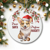 Grappige Corgi Puppy Definieer stoute Kerstmis Keramisch Ornament