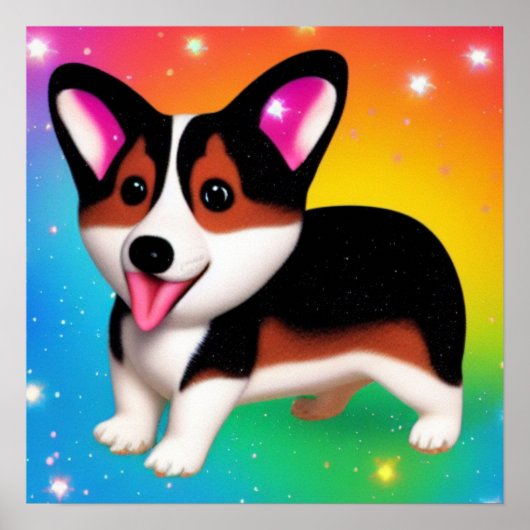 Grappige Corgi Puppy Hond   Poster (Voorkant)