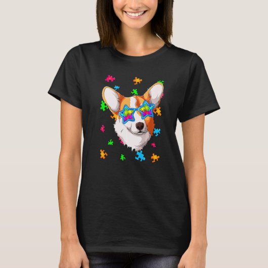 Grappige Corgi Puzzel Autisme Bewustzijn Hond T-shirt (Voorkant)