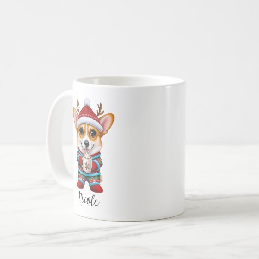 Grappige Corgi rendier kerst Mok (Voorkant links)