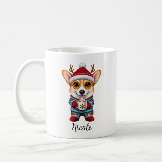 Grappige Corgi rendier kerst Mok (Links)