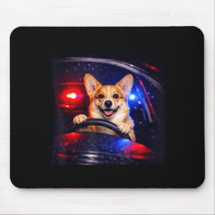 Grappige corgi rijdt meme hond rijdt in een auto muismat