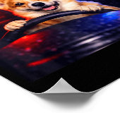 Grappige corgi rijdt meme hond rijdt in een auto poster (Hoek)
