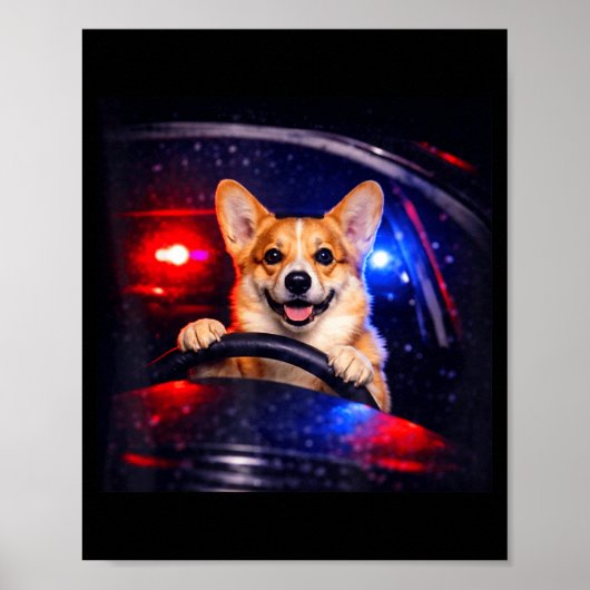 Grappige corgi rijdt meme hond rijdt in een auto poster (Voorkant)