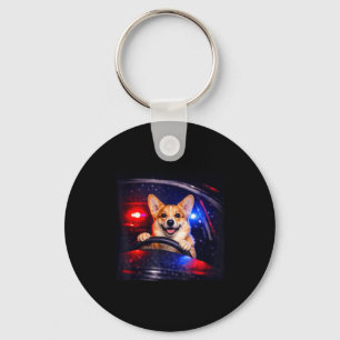 Grappige corgi rijdt meme hond rijdt in een auto sleutelhanger