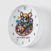 Grappige Corgi spelen poker op een strand familie (Hoek)