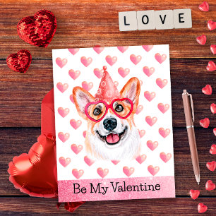 Grappige Corgi Wees Mijn Valentijn Hond Valentijns Feestdagenkaart
