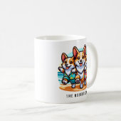 Grappige Corgis Dansen op een Strand Gepersonalise Koffiemok (Voorkant rechts)