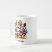 Grappige Corgis Dansen op een Strand Gepersonalise Koffiemok (Voorkant links)