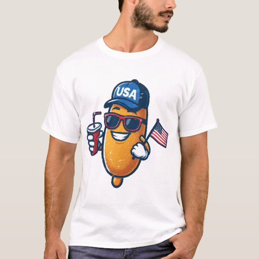 Grappige Corn dog 4 juli shirt Patriottisch Amerik (Voorkant)