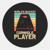 Grappige Cornhole Gift Bean Bag Toss Spelers Ronde Sticker (Voorkant)