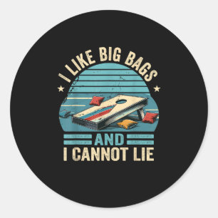 Grappige Cornhole Speler Gezegde Ik hou van Big Ba Ronde Sticker