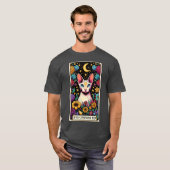 Grappige Cornish Rex Cat Tarot Kaart T-shirt (Voorkant volledig)