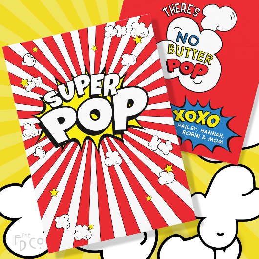 Grappige Corny SUPER POP! Geen boter Pop! popcornw Feestdagenkaart
