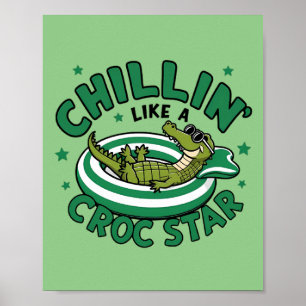 Grappige Corocdile cartoon Croc Summer Poster